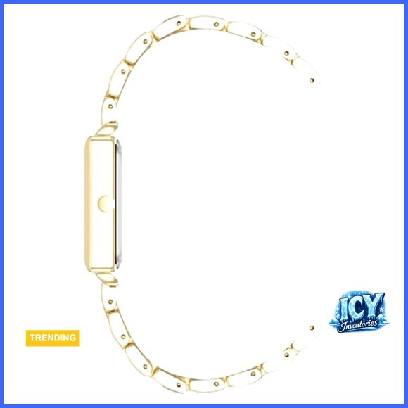 Gold-tone Metal Bracelet Watch with Mineral Crystal Lens
